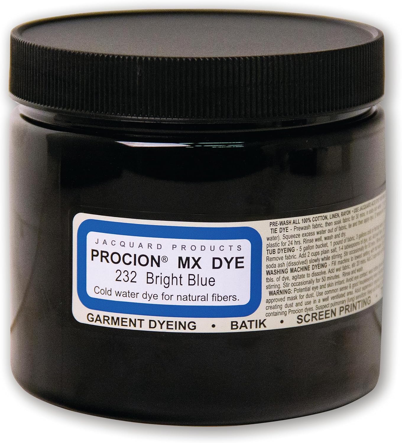 Jacquard Procion MX Bright Blue, Tie Dye Powder 8 Ounce Jar